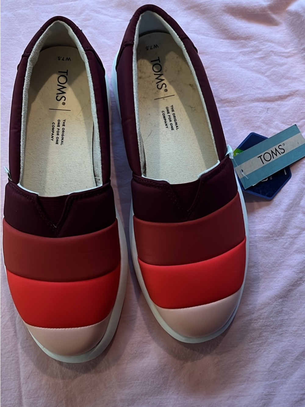 Toms Women's Alpargata Slip-On in Burgundy with Red Accent